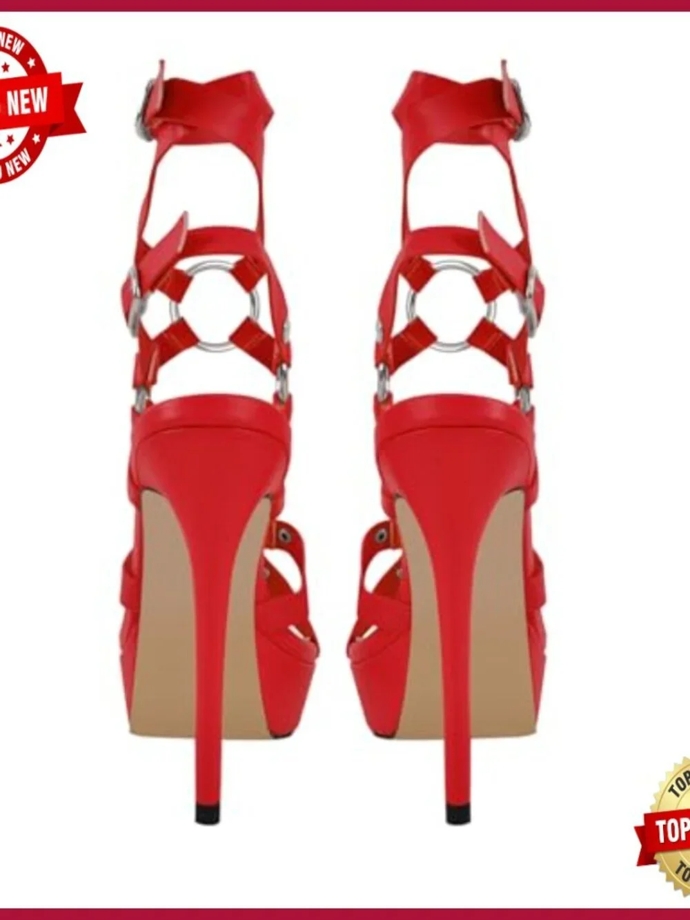 Grommets Studded Stiletto Platform Sandals Heels Open Toe Buckle Strappy Party